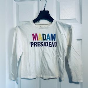 BNWT NORDSTROM TUCKER+TATE GIRLS LONG SLEEVE MADAM PRESIDENT TSHIRT US SIZE 5